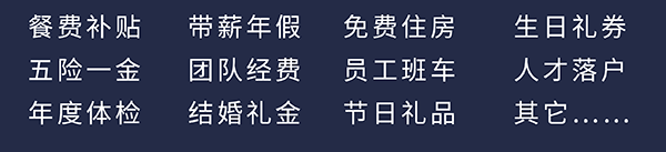 玩彩网员工福利：餐费津贴、五险一金、年度体检、带薪年假、团队经费、完婚礼金、免费住房、员工班车、节日礼物、生日礼券、人才落户、其它……